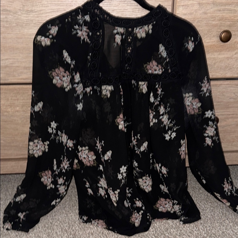 Lucky Brand Black Floral Blouse
